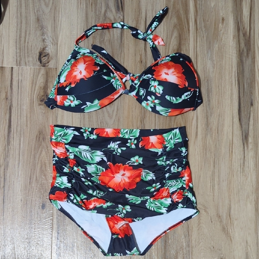 Floral High-Waisted Bikini Set